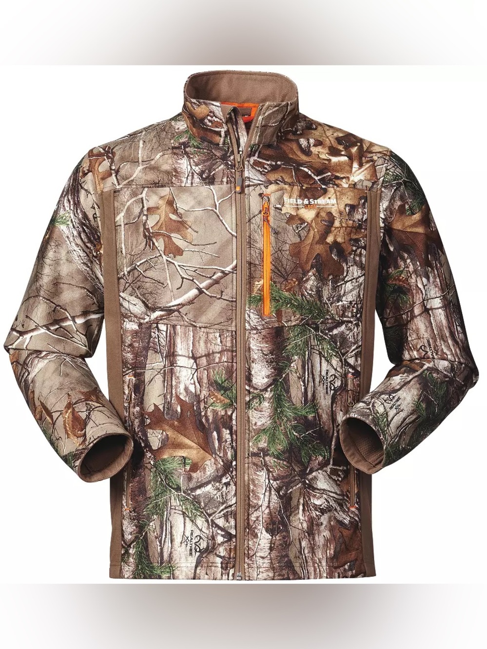 Field & Stream Men's Mossy Oak Camo Lightweight Jacket with Orange Zip